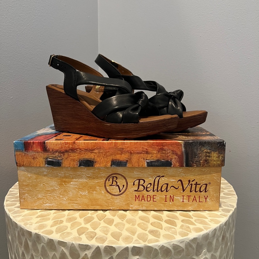 Black Bella Vita Wedge Sandal